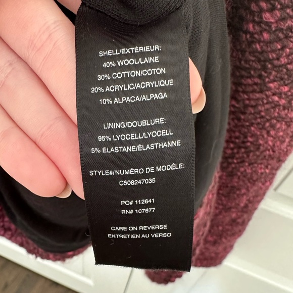 Alice + Olivia Kimono Sweater Wrap Color: Merlot, Size: S - Picture 5 of 7